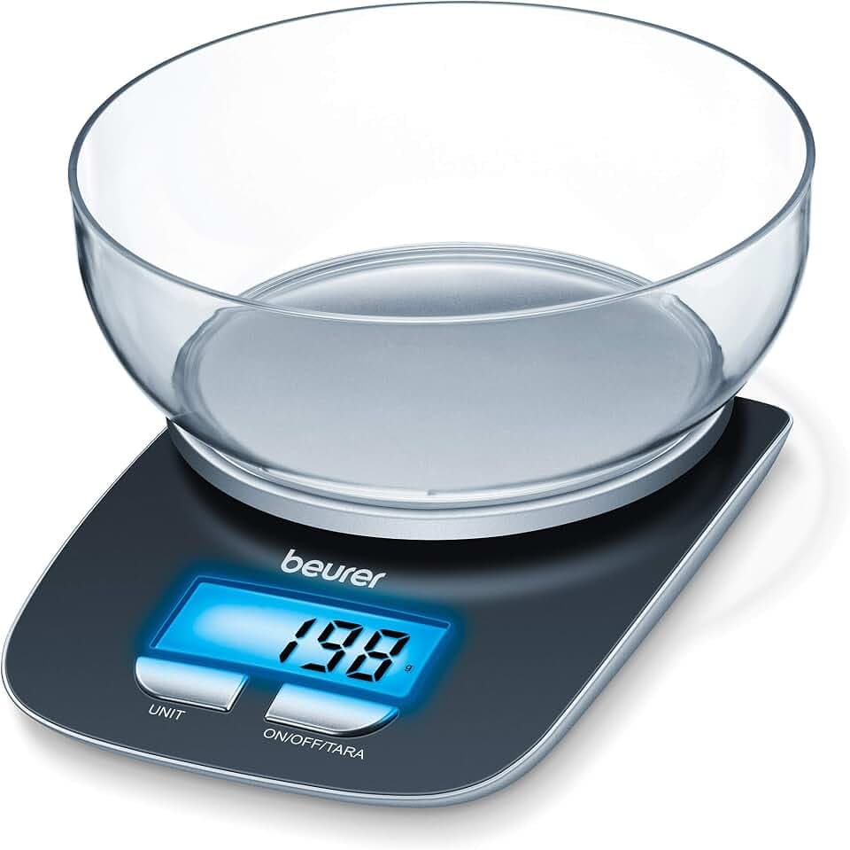 Beurer KS 25 Küchenwaage mit 1,2l Wiegeschüssel, digitale Küchenwaage mit Tara-Zuwiegefunktion und 3kg Tragkraft, (L x B x H) 220 x 150 x 50 mm