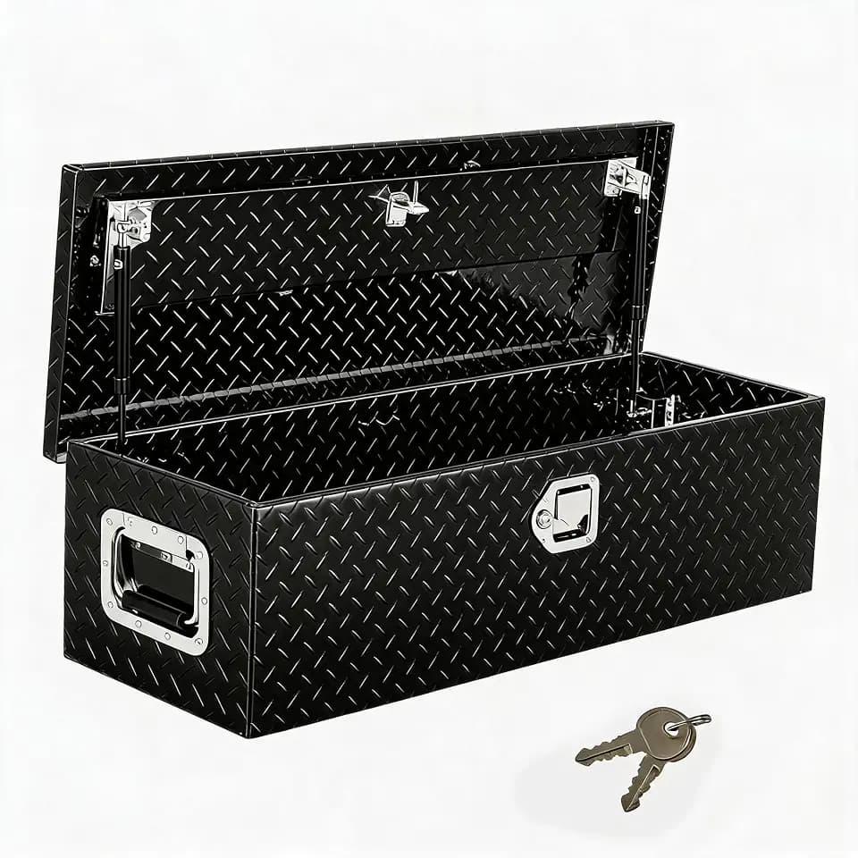 Garvee Aluminum Truck Bed Tool Box, 39 in Diamond Plate Tool Box with Lock