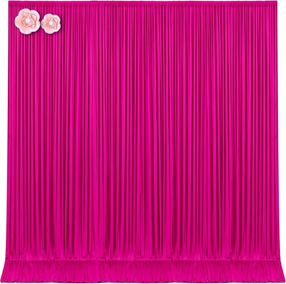 10x12 Hot Pink Backdrop Curtains for Wedding Party Wrinkle Free Backdrops Curtain Drapes Fabric Decoration Fuchsia Photo Back Drop Cloth for Baby Shower Photography Stage Reception 5ft x 12ft,2 Panels