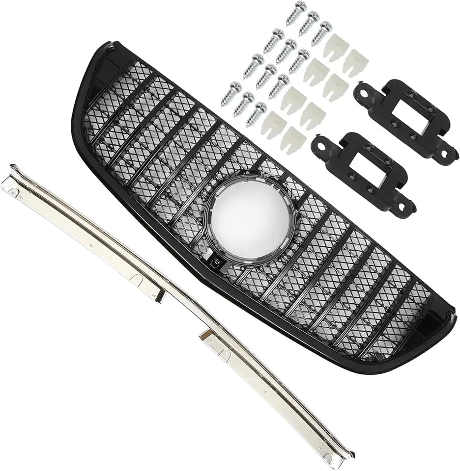 X AUTOHAUX Front Upper Hood Bumper Grille Grill for Mercedes-Benz VITO-Class W477 14-19 Front Upper Bumper Kidney Grille Grill Glossy Black