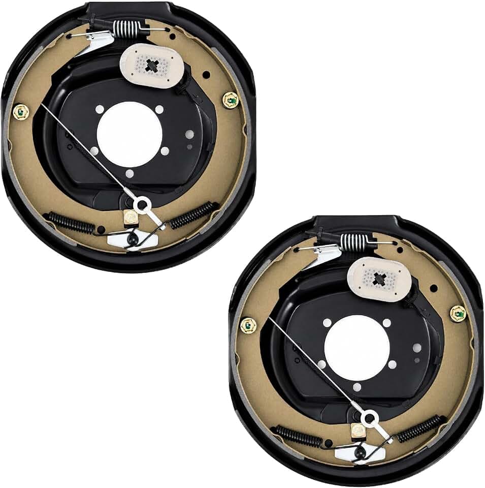Garvee 12" x 2" Electric Trailer Brake Assembly, Self-Adjusting Electric Brakes Kit for 7000 Lbs Axle, 5-Hole Mounting Brake Backing Plates, Left & Right Side Braking System Replacement Parts, 2 PCS