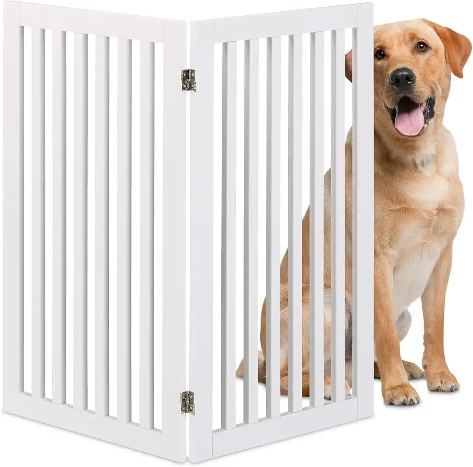Relaxdays Hundeabsperrgitter, freistehendes Schutzgitter, HxB: 91,5 x 103 cm, MDF, zusammenklappbar, Türgitter, Farbwahl