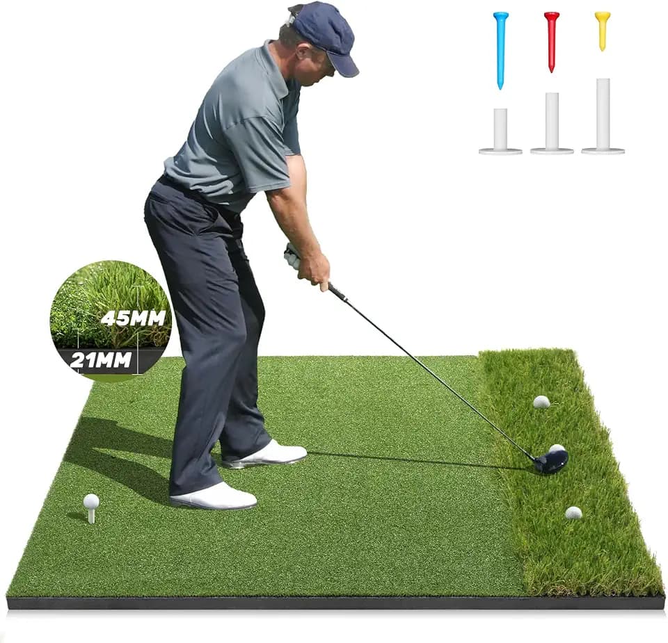 Premium Dual-Turf Golf Mat: 5x4ft, 6x4ft, 21mm to 50mm Thickened Base for Backyard, Driving Range, Indoor & Outdoor Practice Hitting, Swing & Chipping