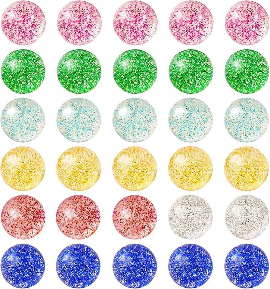 flintronic 30 Stück Hüpfbälle Glitzer Hüpfbälle, 32mm Hüpfbälles für Kindergeburtstag Gastgeschenke, Mehrere Farben Zufällig Hüpfbälle für Mitgebsel Kindergeburtstag