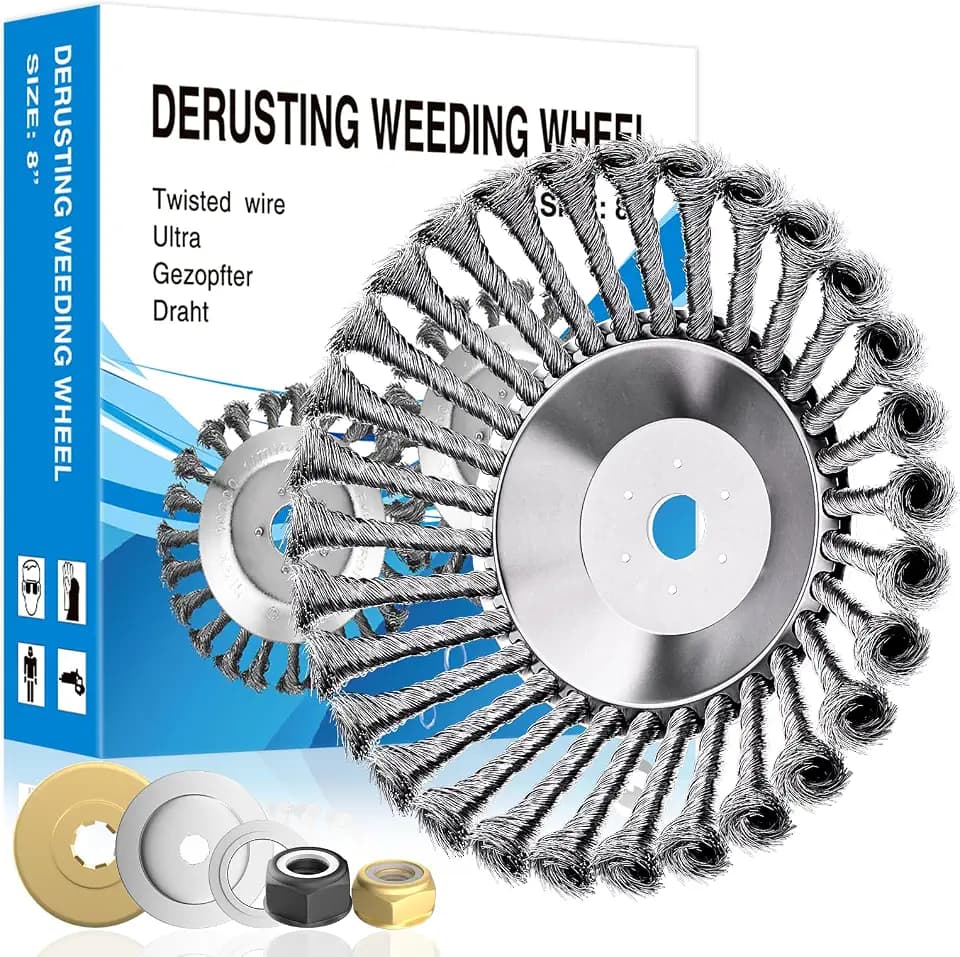 8 Inch Unbreakable Wired Trimmer Blade,Steel Wire Rotary Weed Brush Cutter Trimmer Head for Weed Cutter Eater,with Universal Weed Eater Attachments for Moss/Weed/Rust Removal (8 Inch)