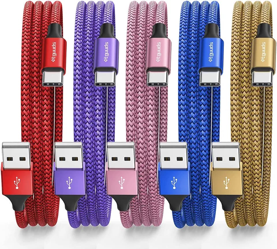 etguuds USB to USB C Cable 6ft, 5-Pack USB A to USB C Cable Fast Charging