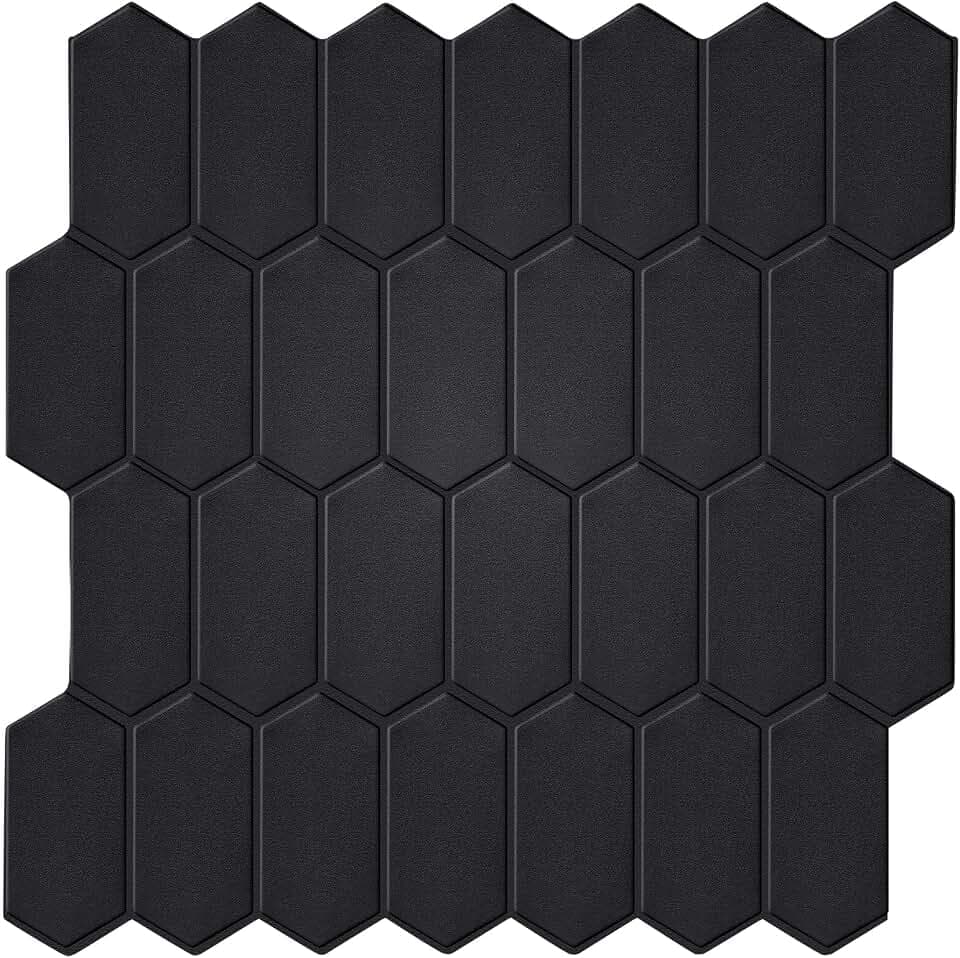 Fliesen für die Küche, hochwertiges großes Design, mattschwarze Fliesen zum Aufkleben auf Spritzschutz für Badezimmer, Küche, Wohnmobil usw. (10 Blatt, 30,5 x 30,5 cm)