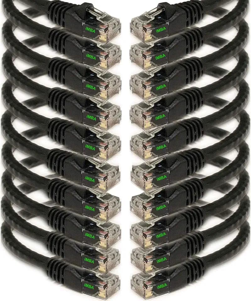 iMBAPrice 3' Cat5e Network Ethernet Patch Cable, 10 Pack, Black (IMBA-CAT5-03BK-10PK)