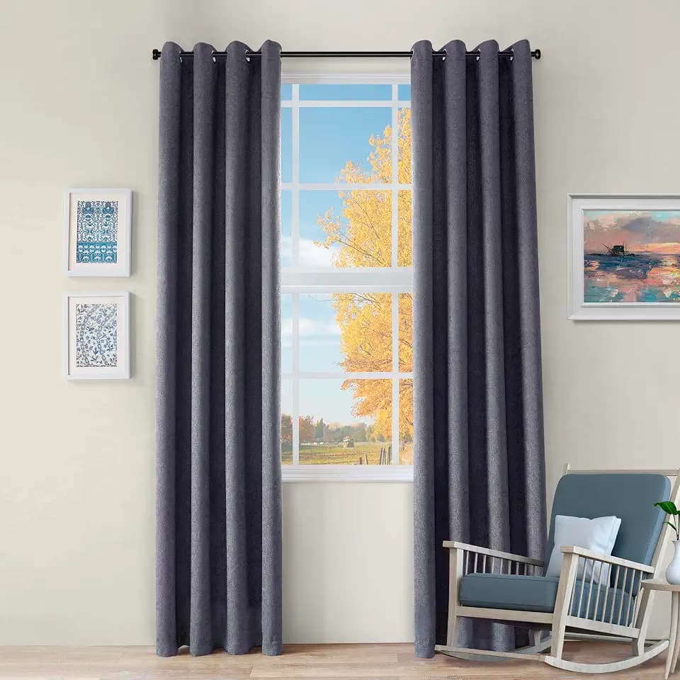 SUPERIOR Blackout Curtains, Insulated, Sun Blocking Curtain for Bedroom, Farmhouse, Living Room Window, Thermal Woven, Senna Collection, Set of 2 Panels, 6 Grommets, 52" x 84", Charcoal