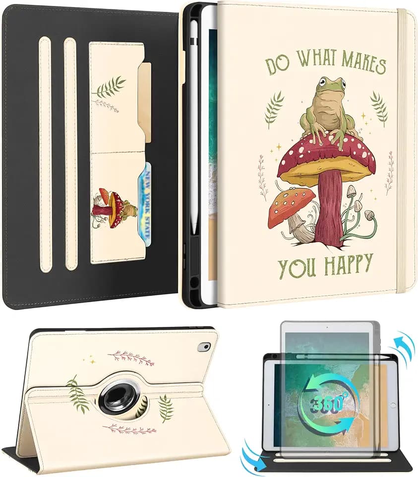 Kidcube for iPad 5/6th,iPad Pro9.7 Inch,iPad Air 1st/2nd Case,Frog Mushroom