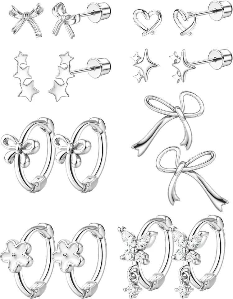 YADOCA 11 Pairs Hypoallergenic Flat Back Earrings for Girls Women