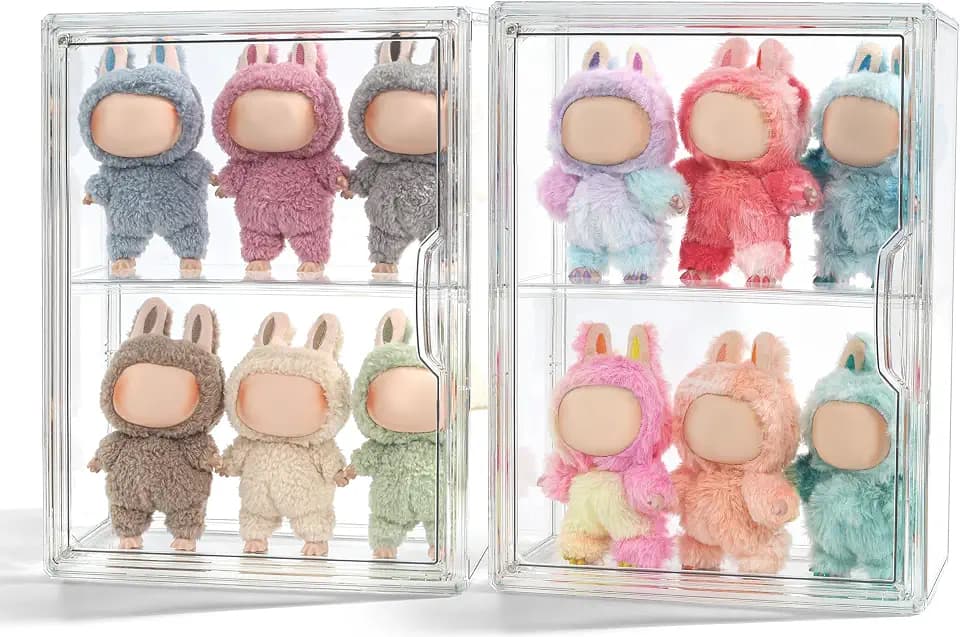2 Pack Display Case Compatible with Labubu POP MART