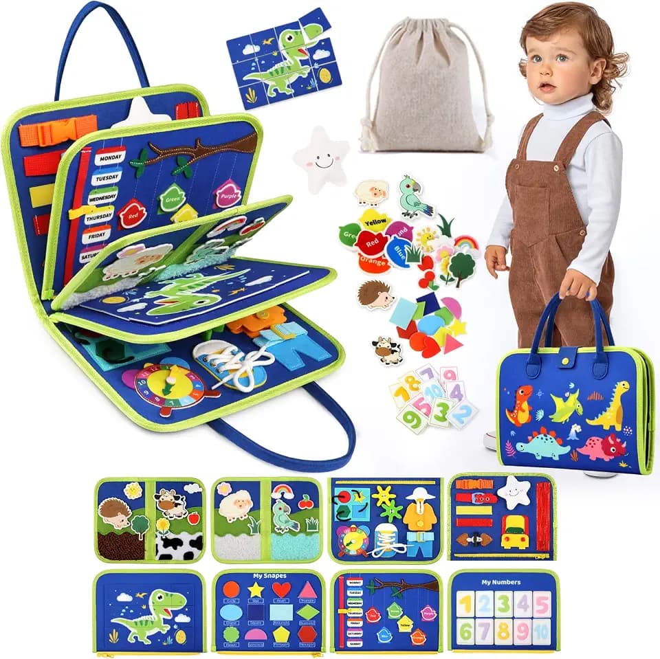 Busy Board Montessori Sensory Busy Book for Toddler Boy Birthday Gift Toy