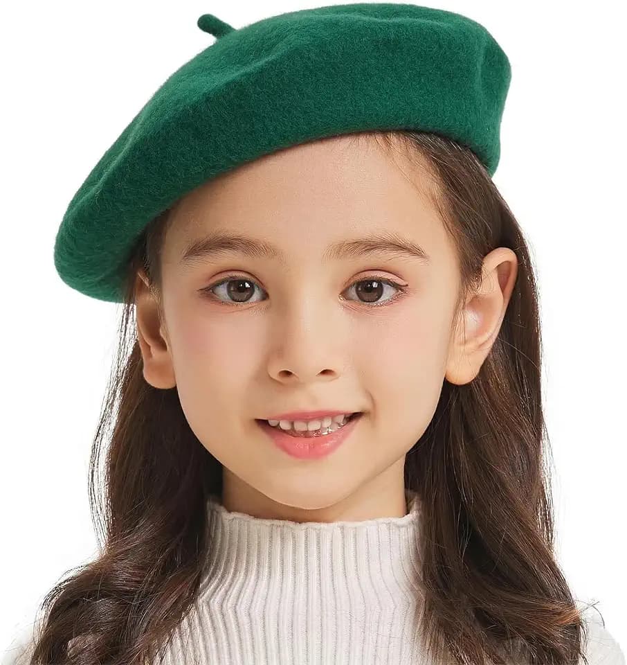 ZLYC Wool Kids Beret Hat Girls Solid Color Artist French Beret Cap