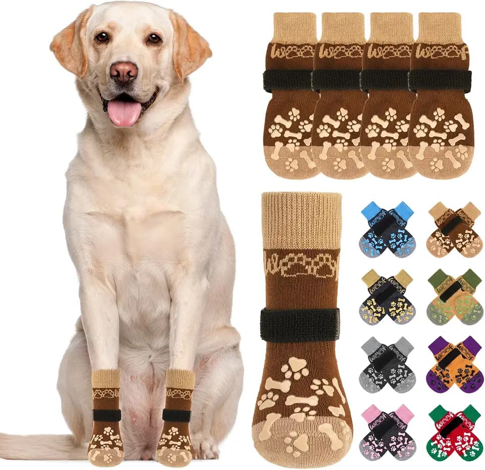 KOOLTAIL Dog Socks Shoes for Hot Pavement to Prevent Licking Paws, Winter Dog Boots & Paw Protector for Hardwood Floors Anti Slip,Traction Control Grip Booties for Small Medium Large Senior Dogs, XL