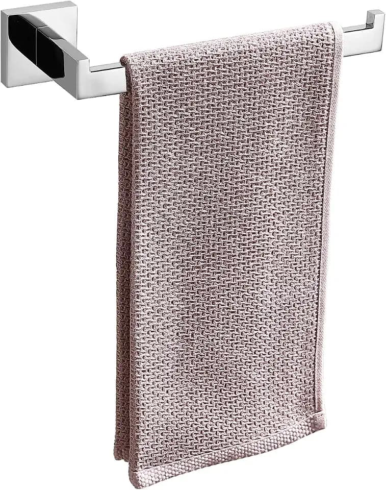TASTOS Premium Stainless Steel Hand Towel Holder, Square Hand Towel Ring Heavy Duty Wall Mounted Modern Hand Towel Bar for Bathroom Kitchen, Polished Chrome