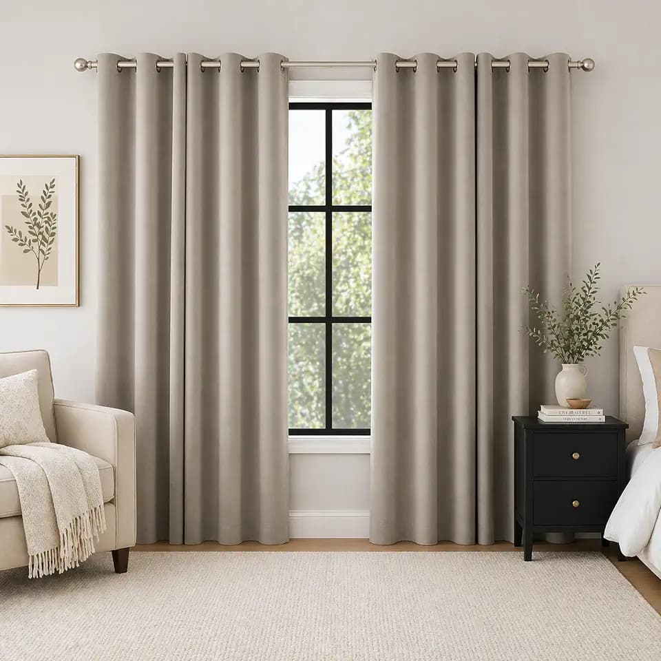 Sun Zero Sheridan 2-Pack Dual-Sided Magnetic Closure 100% Total Blackout Grommet Living Room Bedroom Curtains for Wide Windows, Stone, 40" W x 108" L (2 Panels)