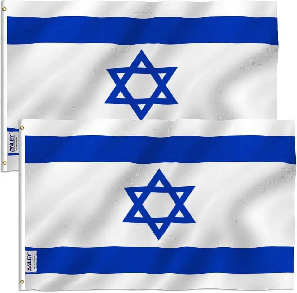 ANLEY Fly Breeze 3x5 Foot Israel Flag - Vivid Color and Fade proof - Canvas Header and Double Stitched - Israeli National Flags Polyester with Brass Grommets 3 X 5 Ft (2 Pack)