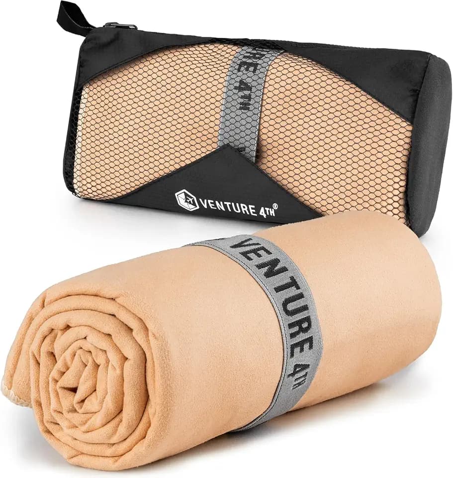 VENTURE 4TH Quick Dry Microfiber Towel for Camping & Gym - Beige XL