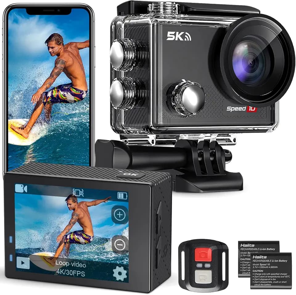 Action Camera 4K 30FPS Waterproof Camera Underwater 131FT with EIS WiFi App Remote Control 170° Wide Angle Sports Helmet Bike Video Camera Pure Black