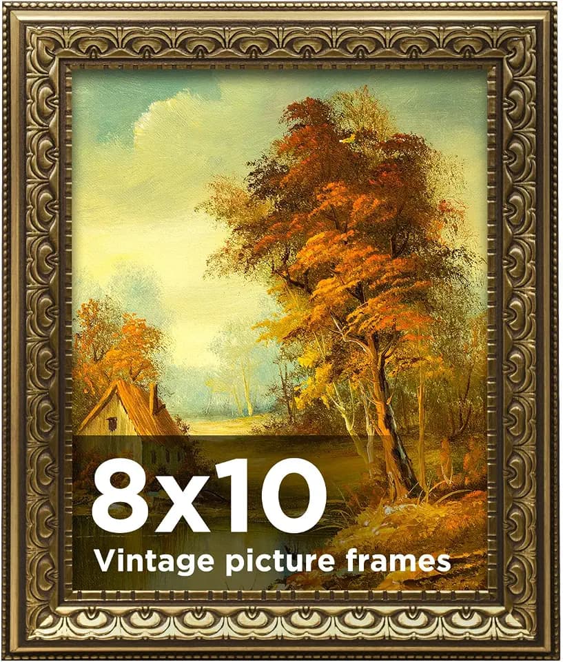 8x10 Vintage Picture Frames Gold, Antique Picture Frame,Gold Frames for Wall Decor, 1 Pack Ornate Picture Frame