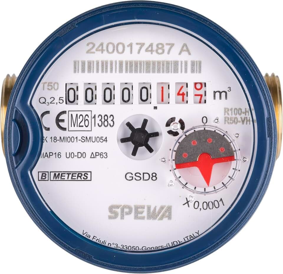 SPEWA Wasserzähler geeicht 3/4 Zoll/QN 1,5 Kaltwasser/BL 80 mm/Wasseruhr geeicht 2026 / beste Messgenauigkeit
