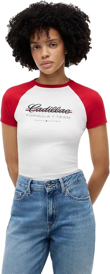 Tommy Hilfiger Women's F1 Script Raglan Graphic T-Shirt