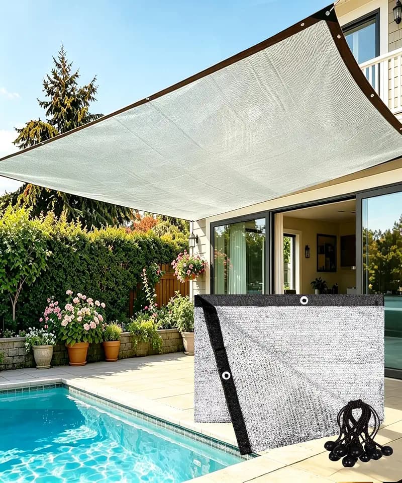 90% Sun Block Aluminum Foil Shade Cloth, Outdoor Shade Cover with Grommets