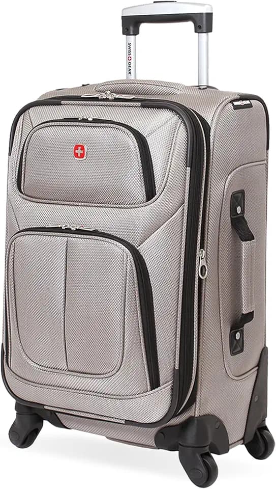 SwissGear Sion Carry-On Spinner Luggage, Softside Expandable, Lightweight Suitcase, Pewter, 22.75-Inch
