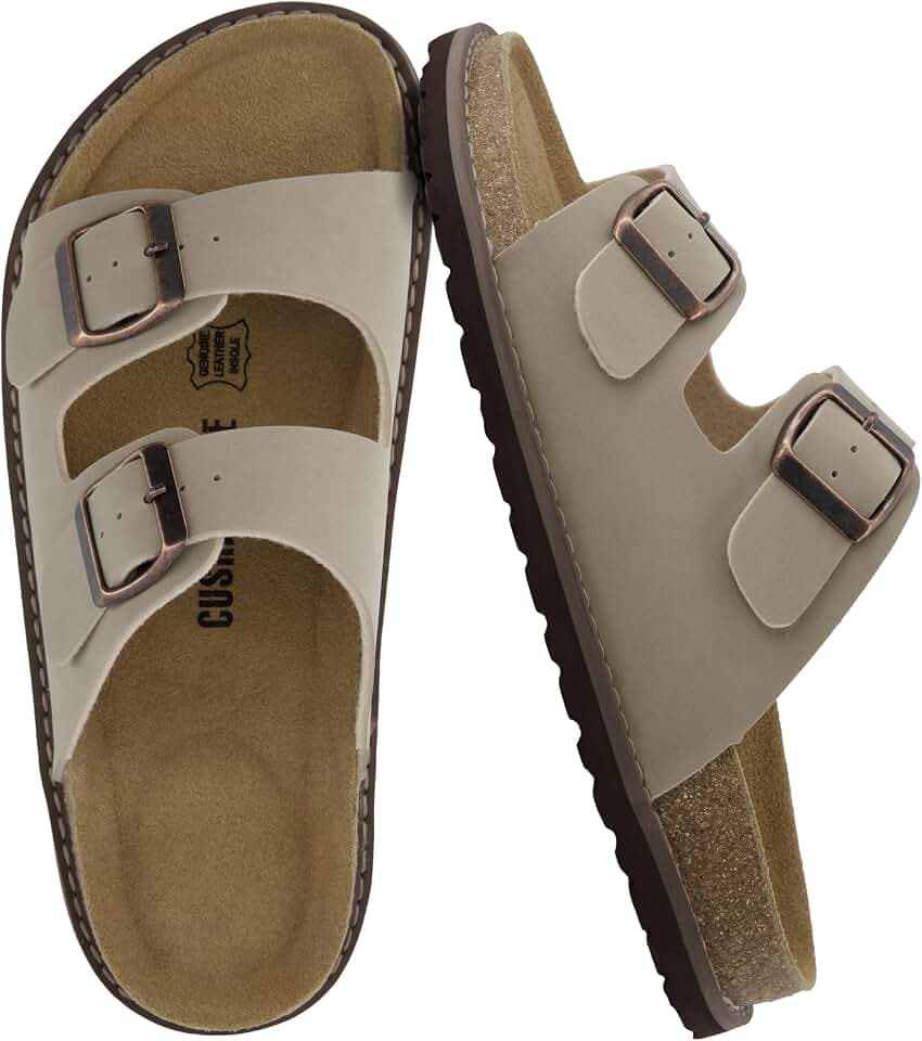CUSHIONAIRE Plano Slide Sandals for Women with Cork Footbed and Memory Foam