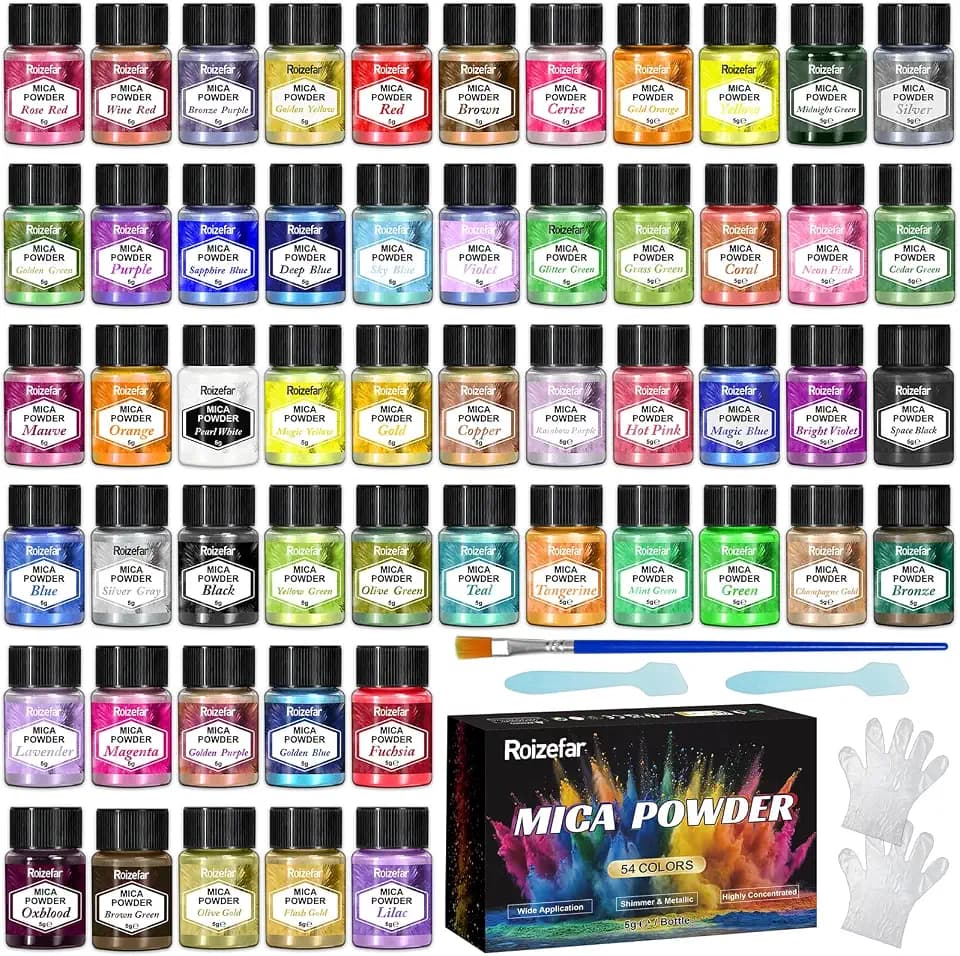 Roizefar Epoxidharz Farbe Mica Pulver, 54 Farbe * 5 g Perlglanz Pigment
