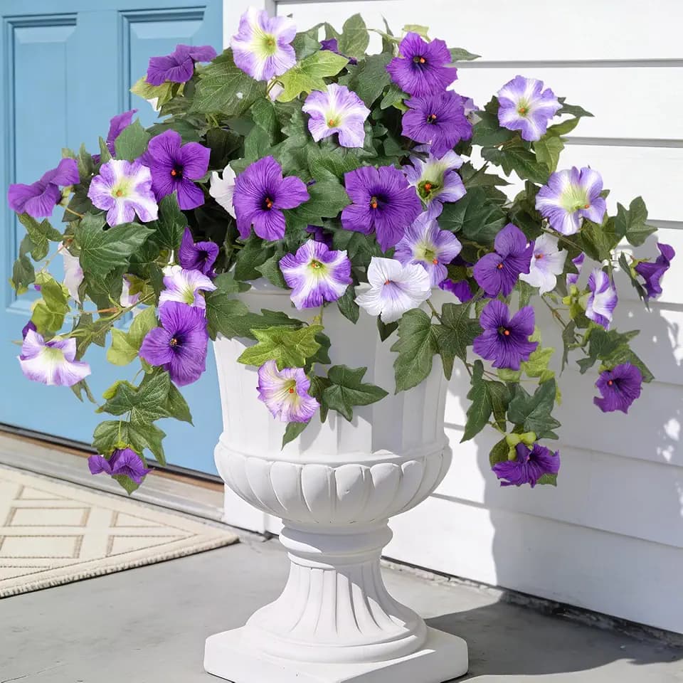 Ammyoo Artificial Fake Flowers Petunia Plants for Outdoor Decoration