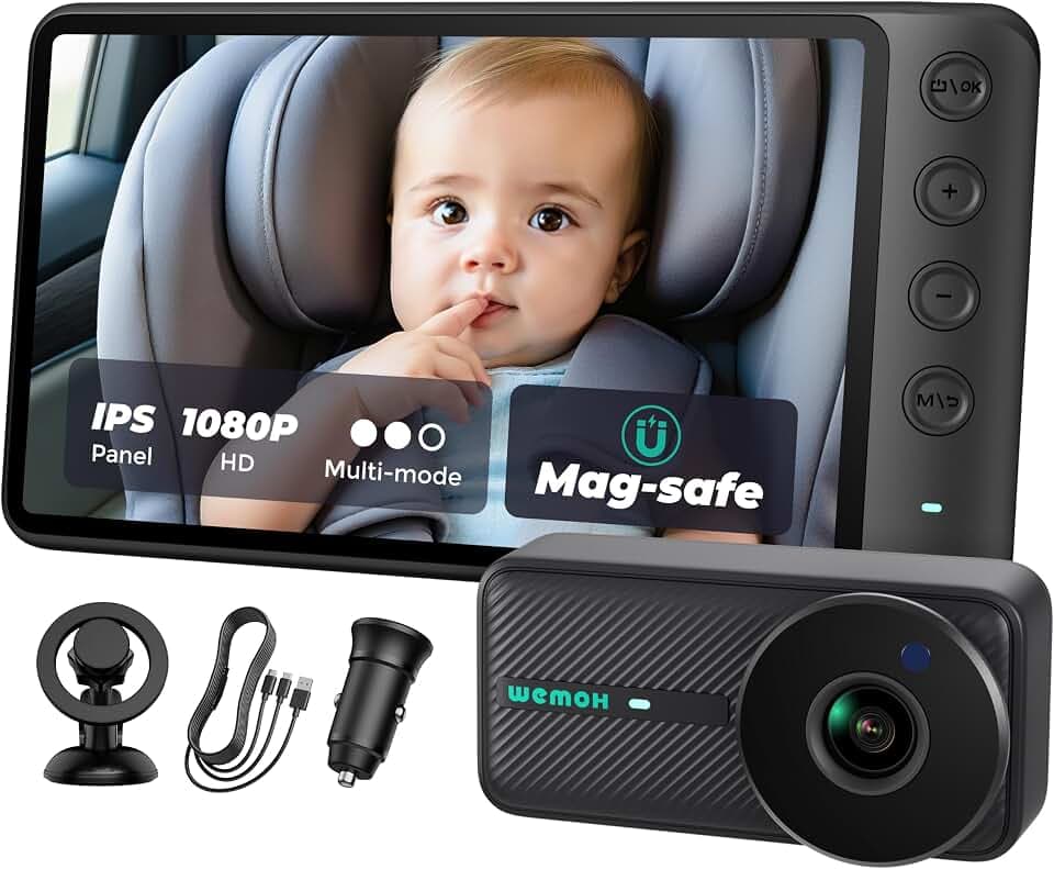 Magnetic Baby Car Camera with 5" 1080P IPS Monitor for Rear Facing