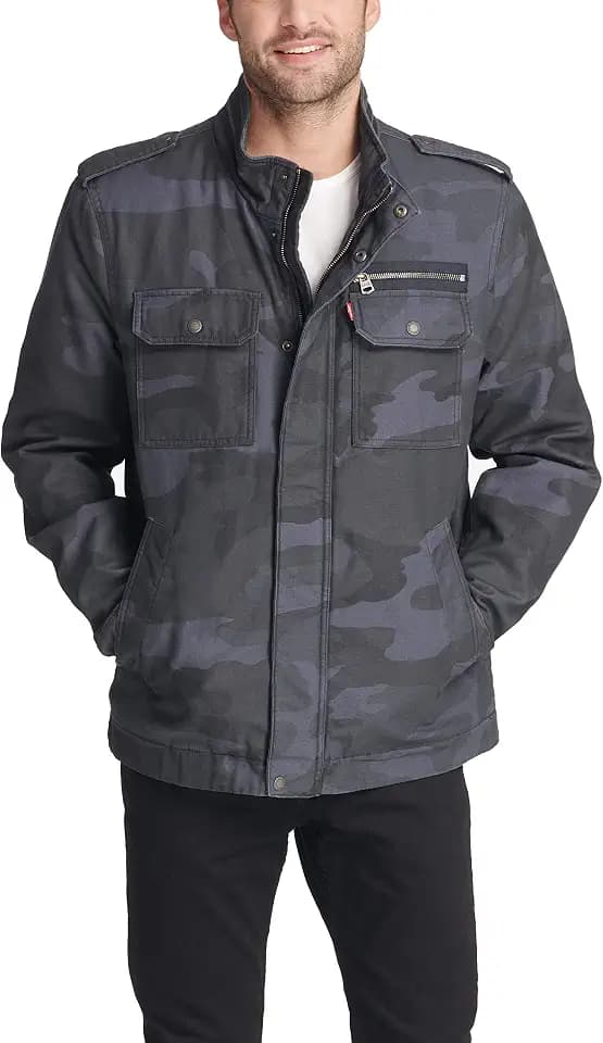 LEVI'S Men's Washed Cotton Military Jacket (Regular & Big & Tall Sizes)