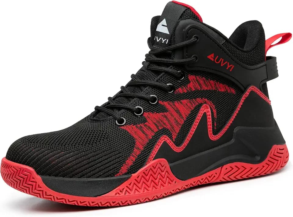 AUVYI Steel Toe Work Boots for Men – Wide Toe Lightweight Flyknit Safety Shoes, Breathable High-Top Work Boots with Anti-Slip, Shock-Absorbing & Durable Construction Footwear