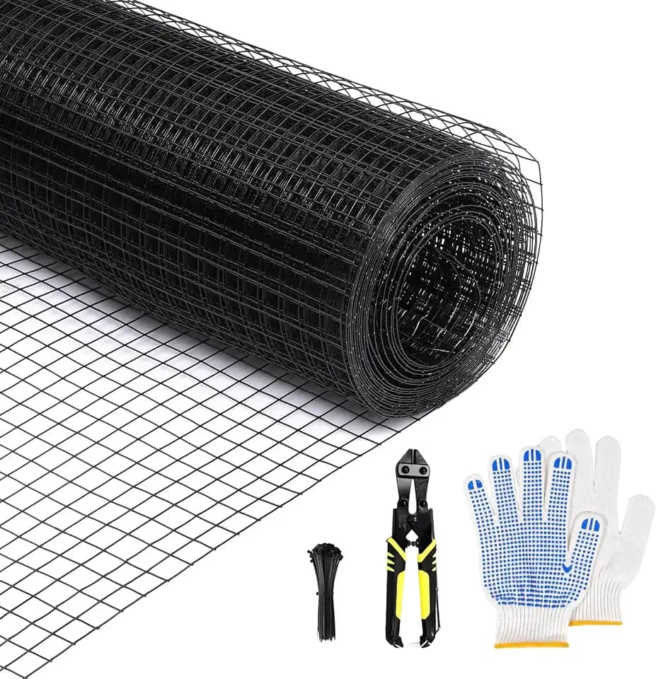 Black Hardware Cloth 48 in x 100 ft, 1 Inch Hardware Cloth, 19 Gauge Vinyl-Coated Steel 1x1 Welded Wire Mesh Roll for Chicken Wire Fencing, Chicken Coop, Garden Fence, Rabbit Fence and Catio