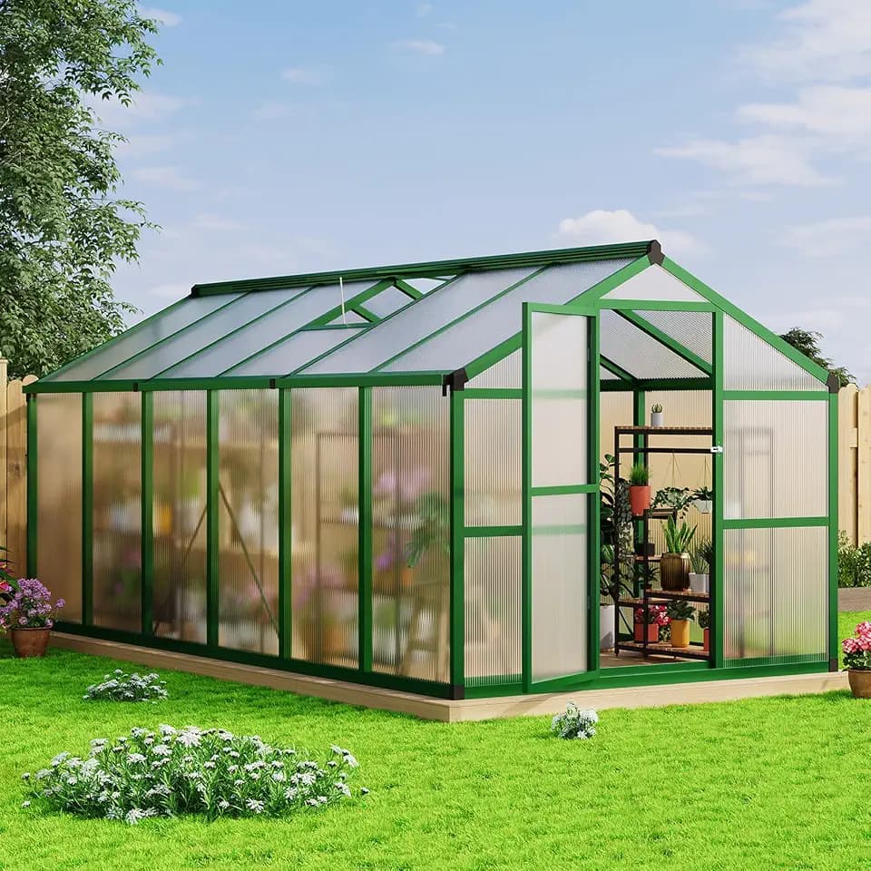 Garvee 8x12 FT Greenhouse - Large Aluminum Greenhouses for Outdoors