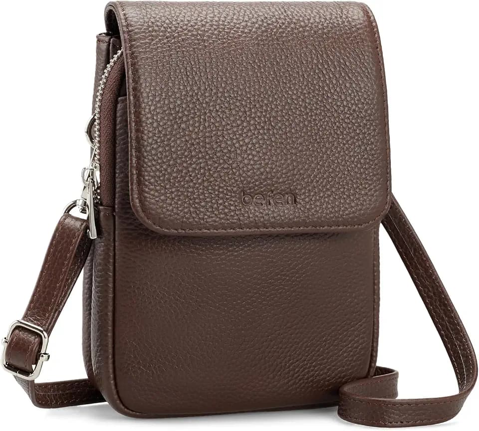 befen Genuine Leather Crossbody Bags for Women, Cell Phone Cross body Purse Bag with RFID Blocking Card Slots