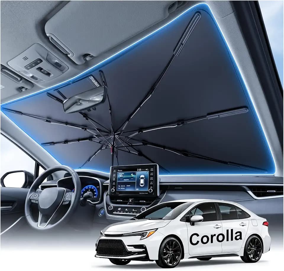 2026 Upgraded Windshield Sun Shade Umbrella for Toyota Corolla [Precision Custom Fit, Superior UV & Heat Block] Cooling Tech Fabric, Durable Foldable with Storage Bag, Fits 2000-2026