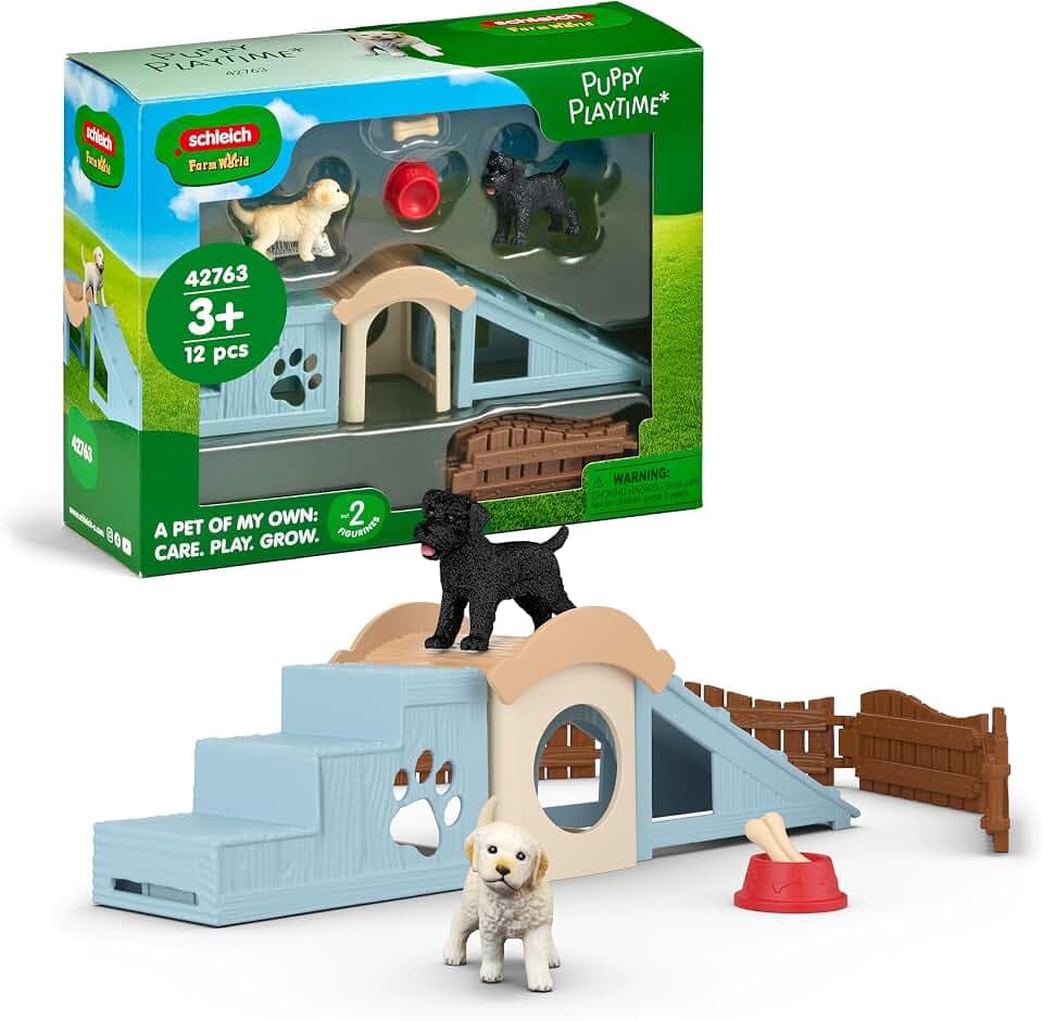 SCHLEICH Farm World | Abenteuerzeit für Welpen 42763 | 12 Teile