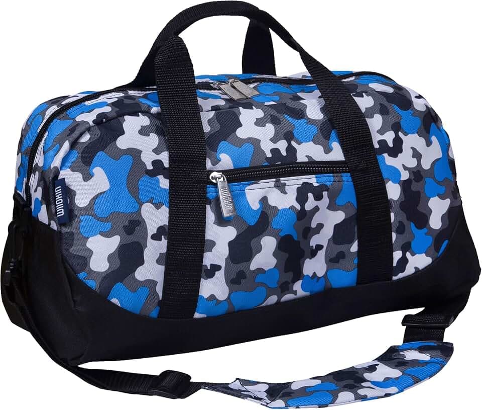 Wildkin Overnighter Duffel Bag for Kids, Blue Camo