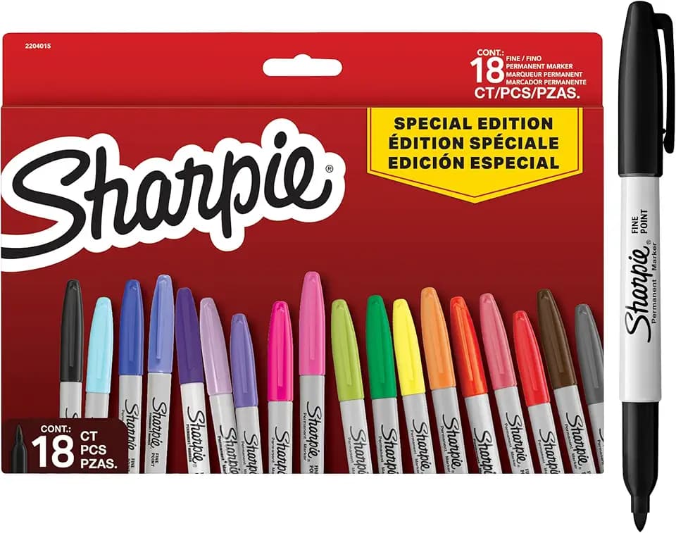 Sharpie-Permanent Marker-Set | Sonderserie mit verschiedenen Farben | feine Spitze | 18 Wasserfeste Stifte | Set für den Schulanfang