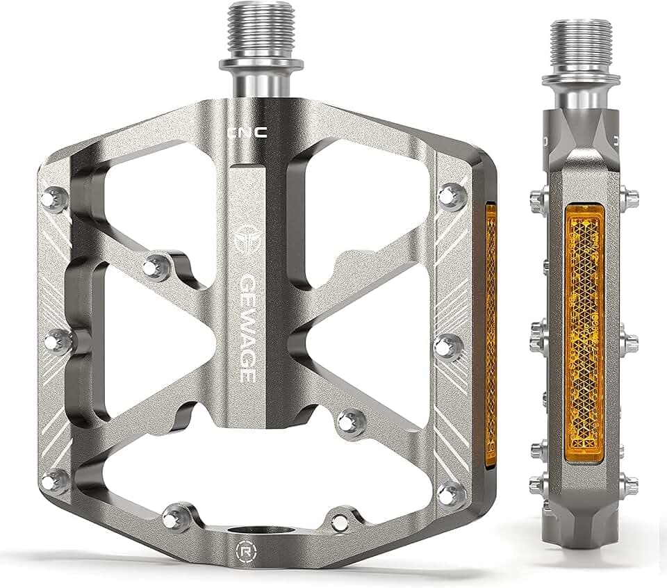 GEWAGE MTB Fahrradpedale aus CNC-Aluminium, 9/16 Zoll, Reflektoren, 18 Pins