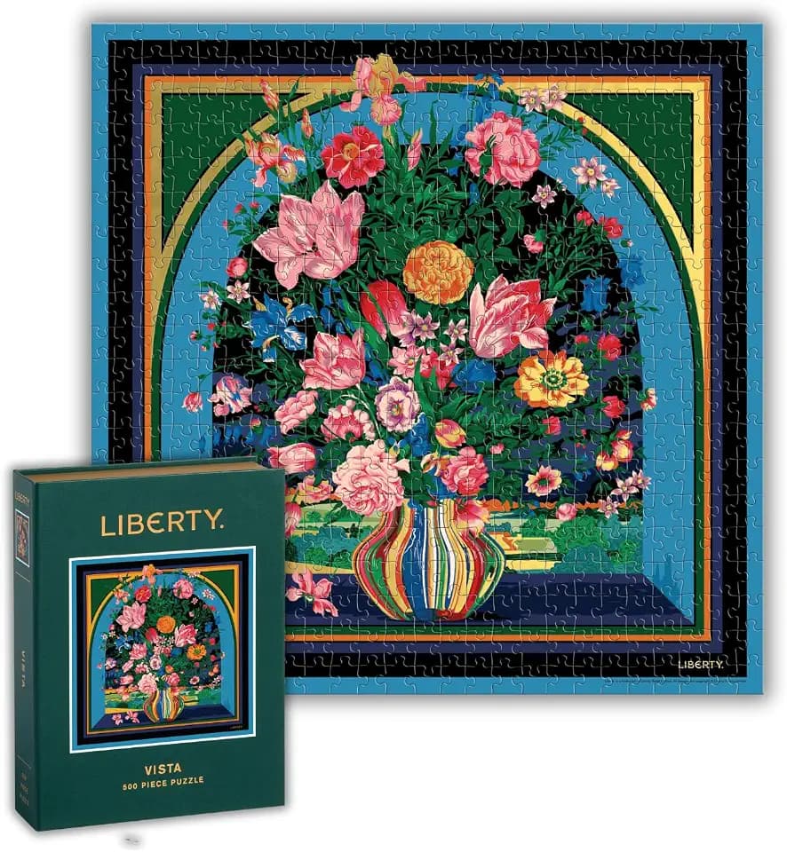 Galison Liberty Vista – 500 Piece Book Puzzle with Iconic Botanical Liberty Heirloom Print Artwork Packaged in Magnetic Keepsake Book Sized Box