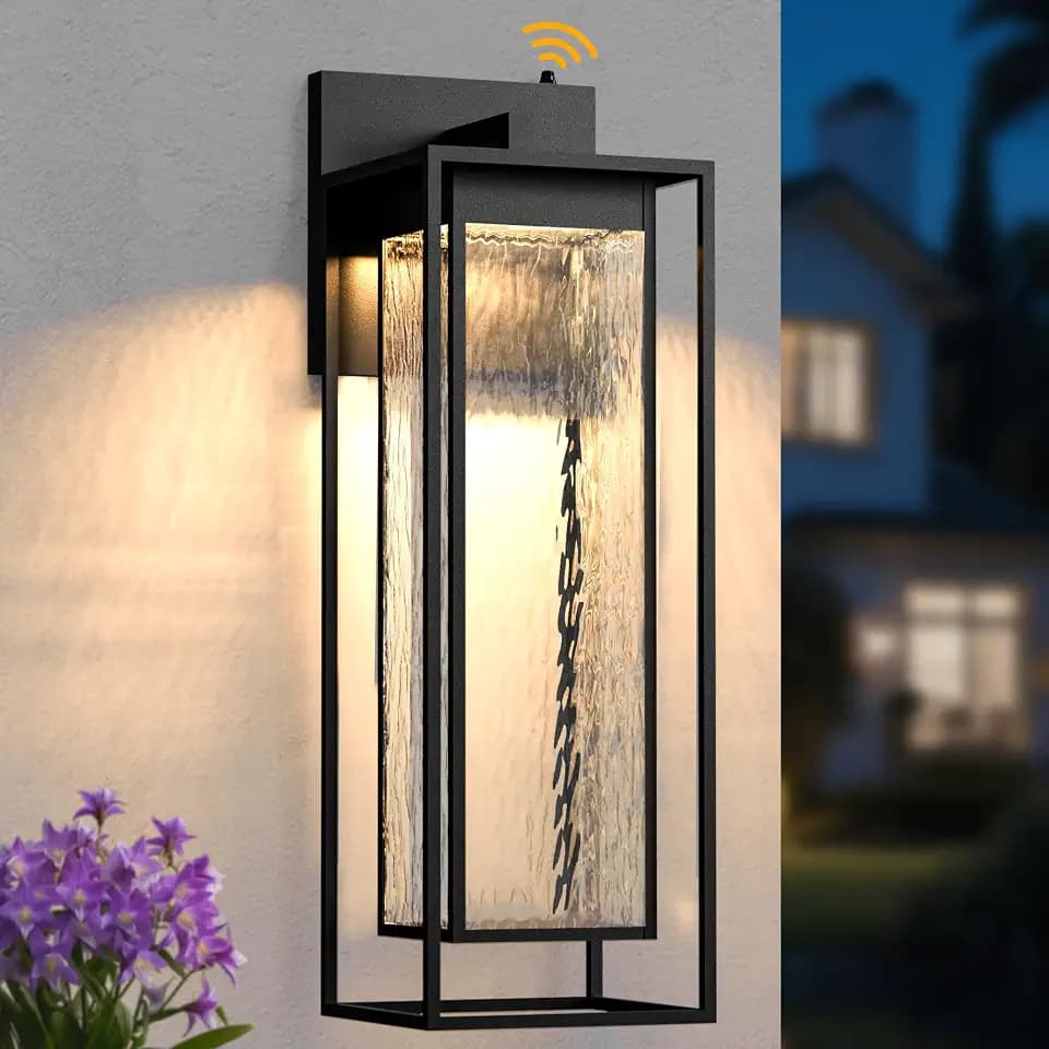 LED Dusk to Dawn Porch Lights, Giant 28IN with Rippled Glass