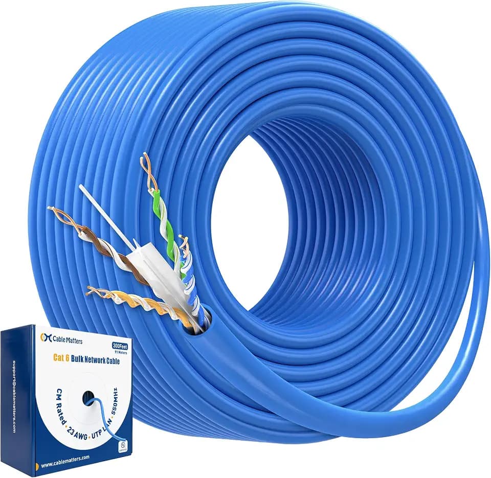Cable Matters [UL Listed] 10Gbps 23AWG Cat 6 Bulk Cable, 300ft, Blue