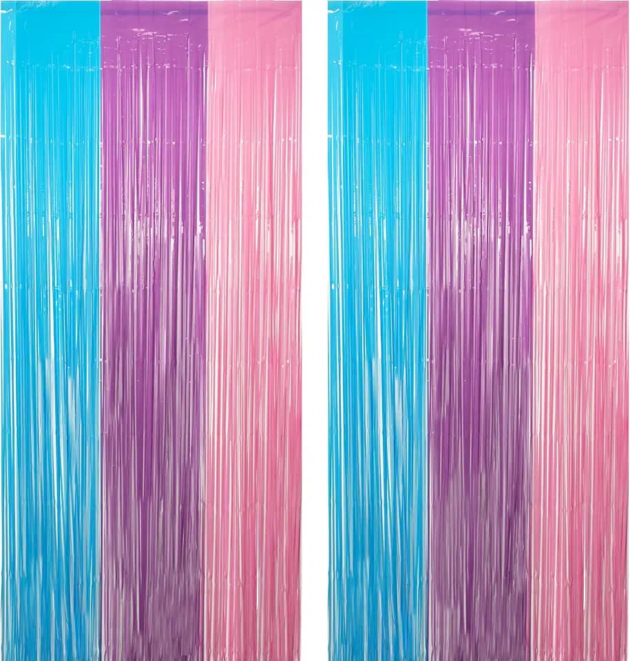 Blue Purple Pink Tinsel Backdrop 2 Packs