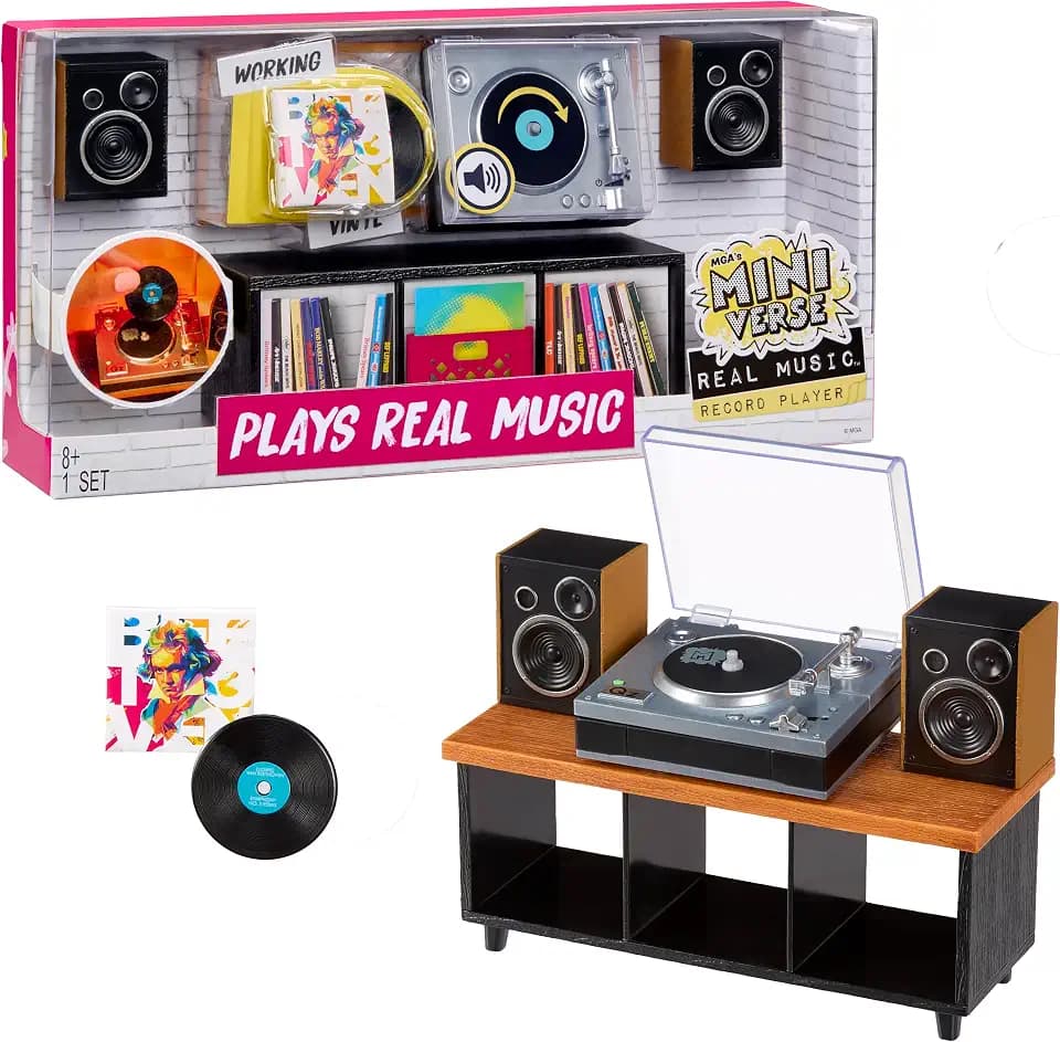 MGA's Miniverse Real Music Record Player Mini Collectibles, Mini Playable Record Player, Collectors, Gift, Beethoven