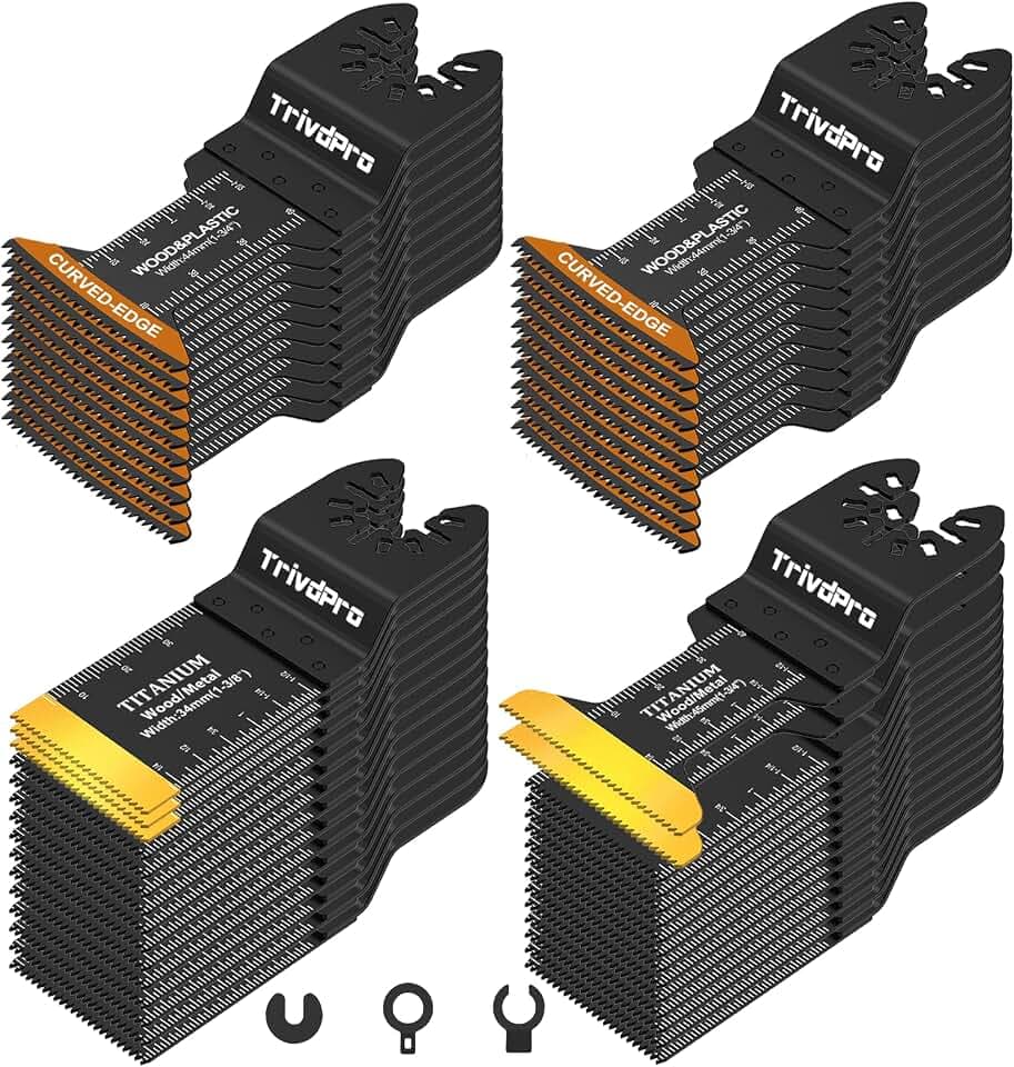 Oscillating Tool Blade Multitool Blades - TrivdPro 50pcs Multi Tool Blades Kits Oscillating Saw Blades for Metal Wood Plastic, Oscillator Blades for Multi Tool Fits Dewalt Milwaukee Ryobi Fein Bosch