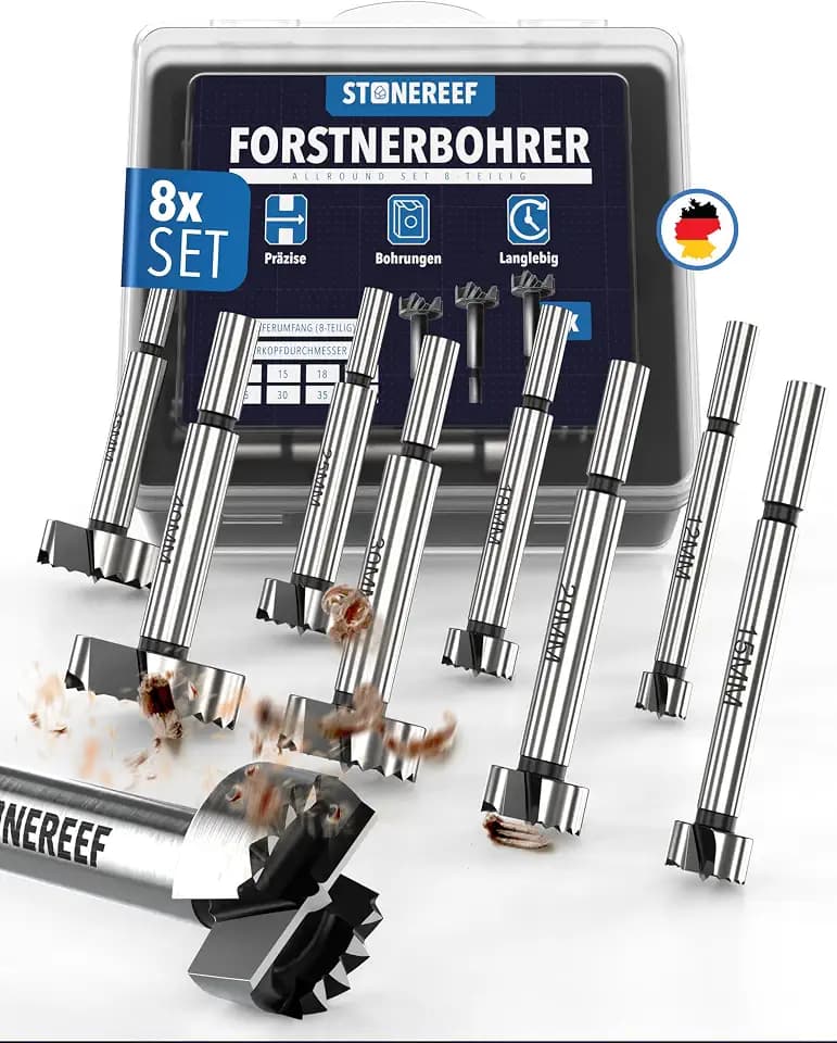 Forstnerbohrer Set 8 tlg 12-40 mm Astlochbohrer Holz Topfbohrer